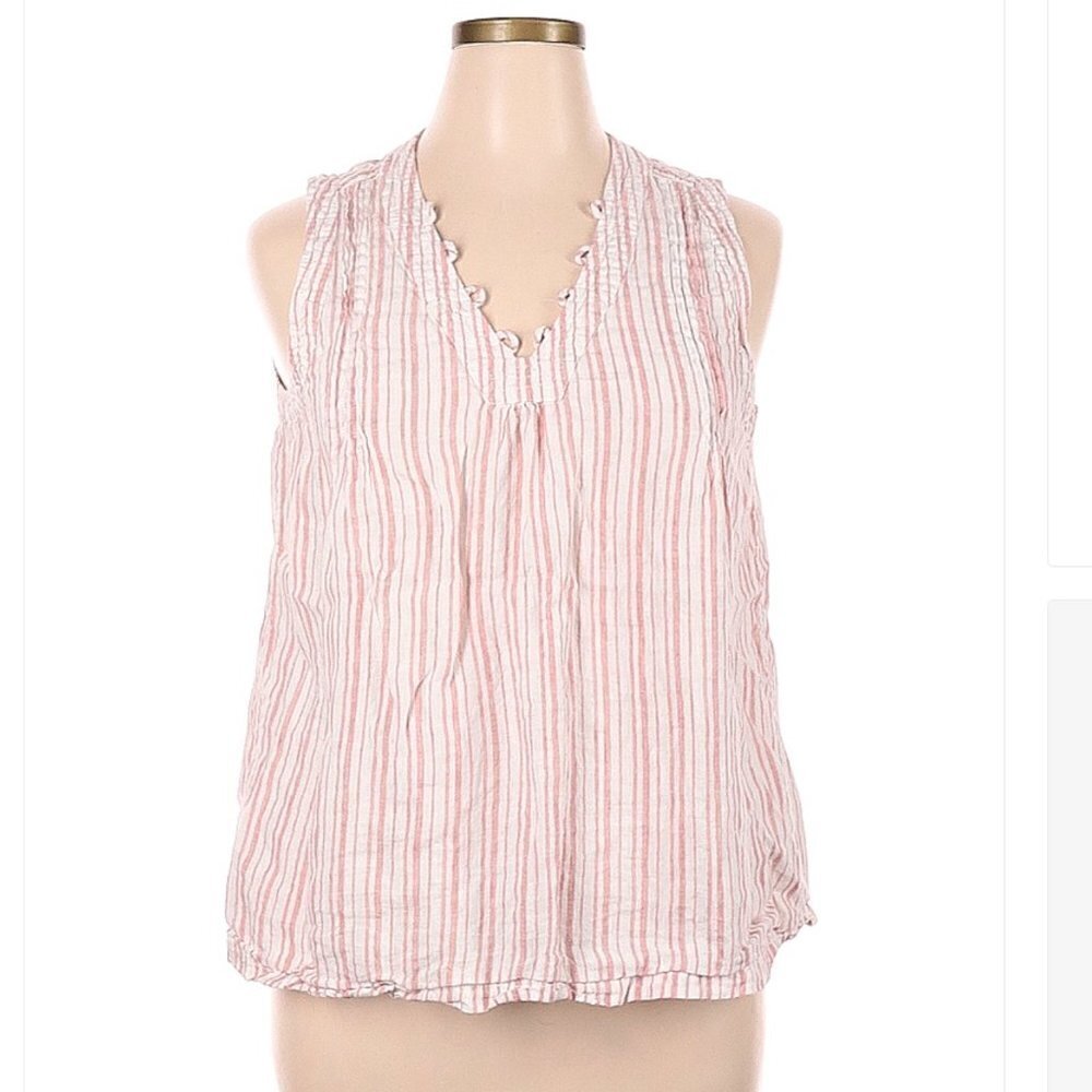 RACHEL Zoe Sleeveless Sleeveless Linen Blouse Size XL